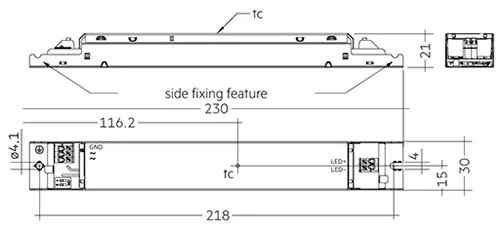 65W 200-350mA flexCC lp SNC3, Constant Current Fixed current LED Driver, 90-210Vdc out put, IP20. 28003378  Tridonic LC